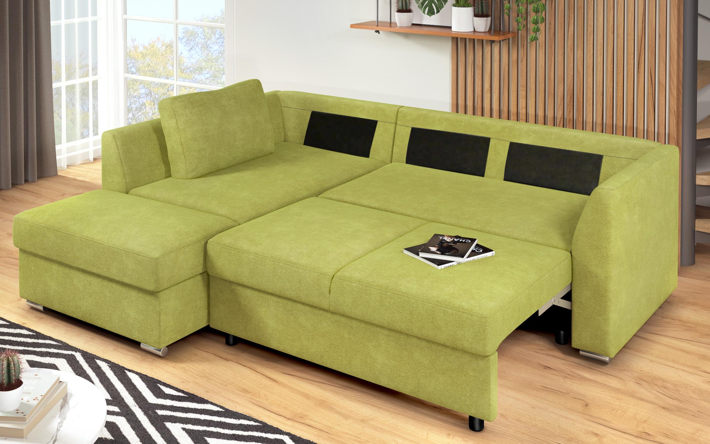 Γωνιακός καναπές – κρεβάτι Toskana S, πράσινο + ανοιχτό καφέ  10